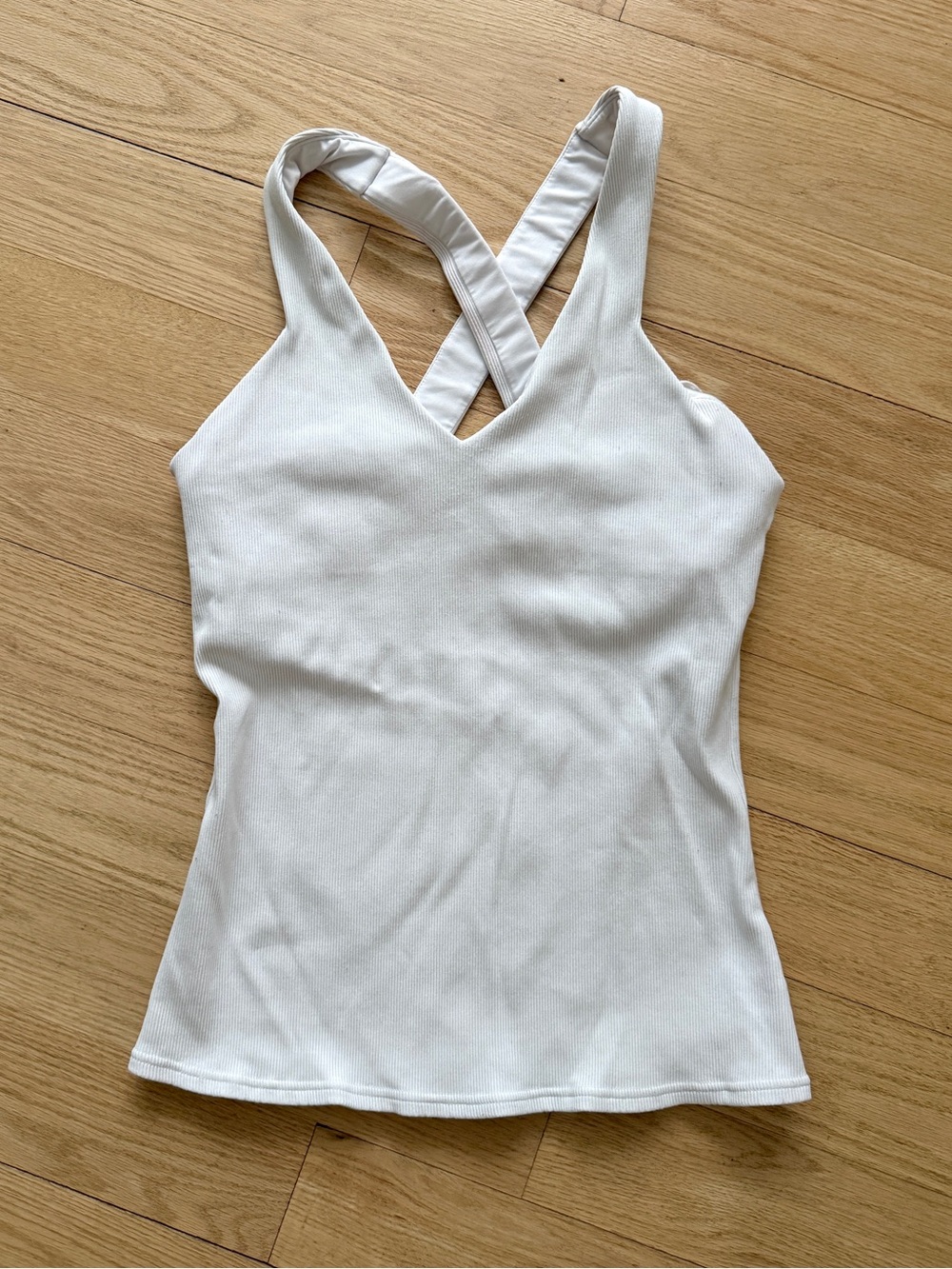Alo White Crisscross Strap Women's Tank Top Medium